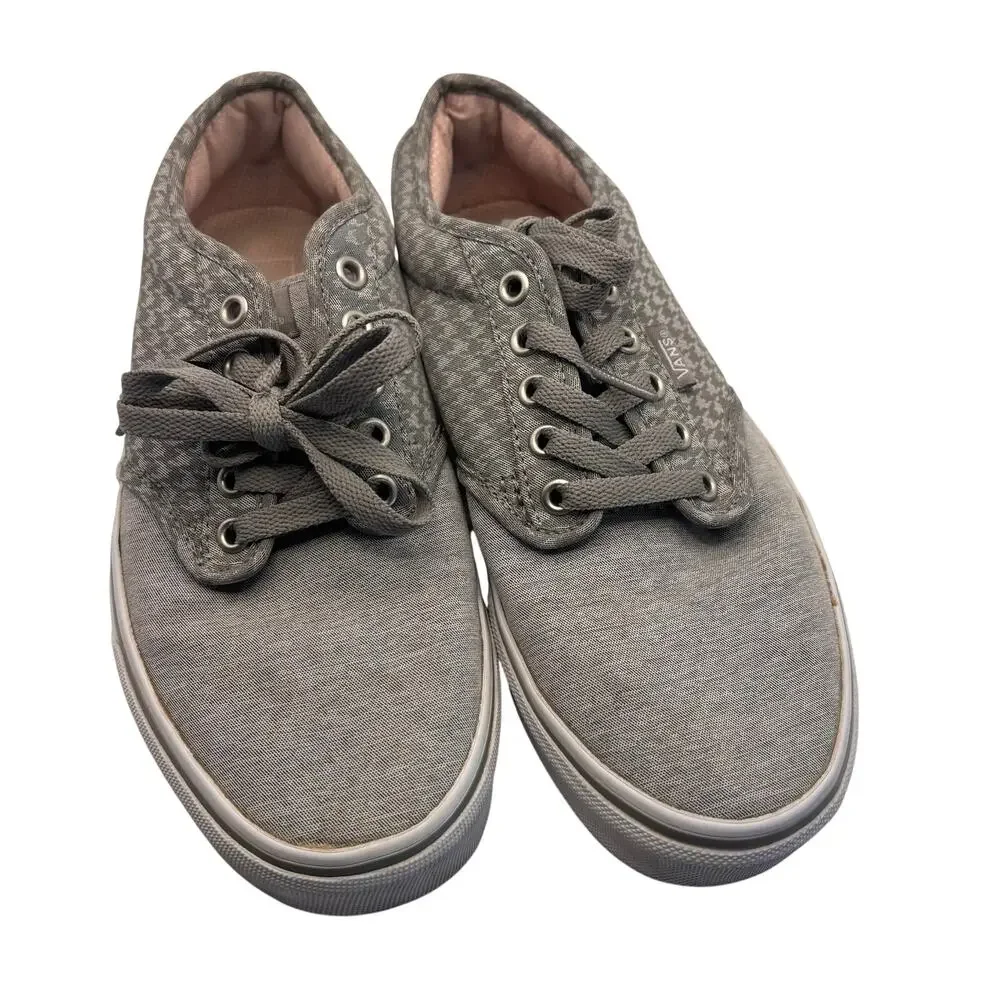 Vans Gray Canvas Sneakers Low Top Lace Up Casual Shoes Womens Size 8.5